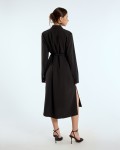 SIXDO G-Black Woven Loose Dress with Belt for Women
